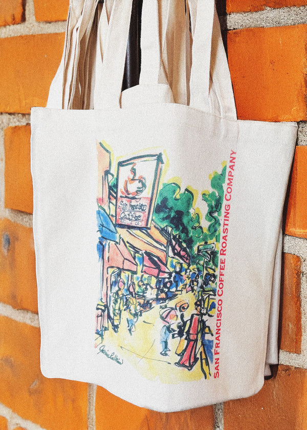 San Francisco Coffee Watercolor Tote Bag